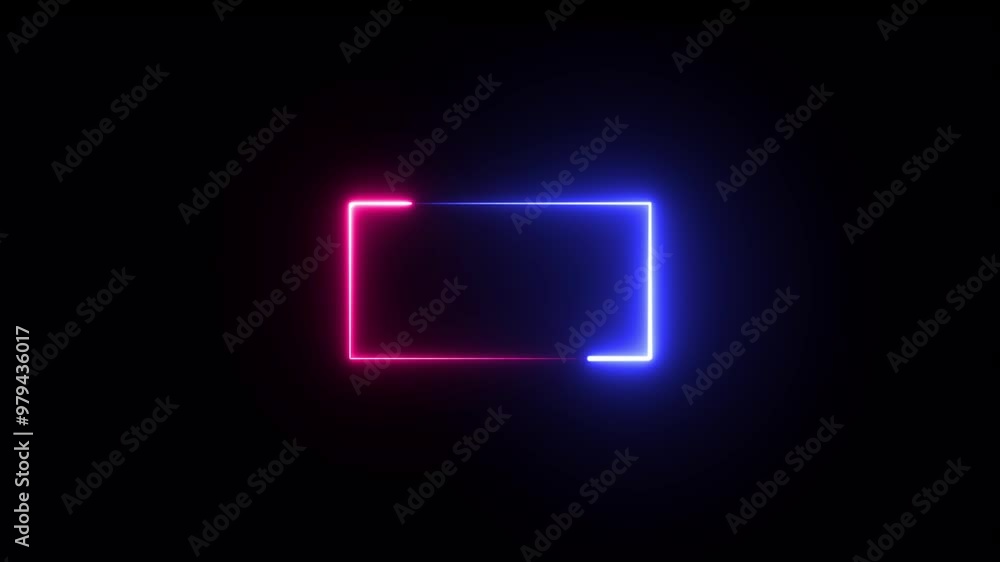 Bright neon light, illuminated rectangle frame Bright neon light, illuminated rectangle frame