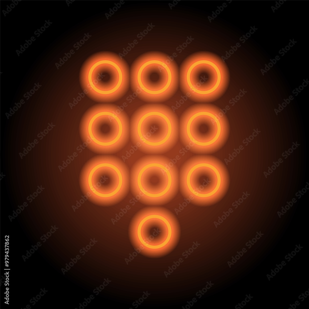 Naklejka premium Dial pad icon vector. Flat design. Orange neon on black background
