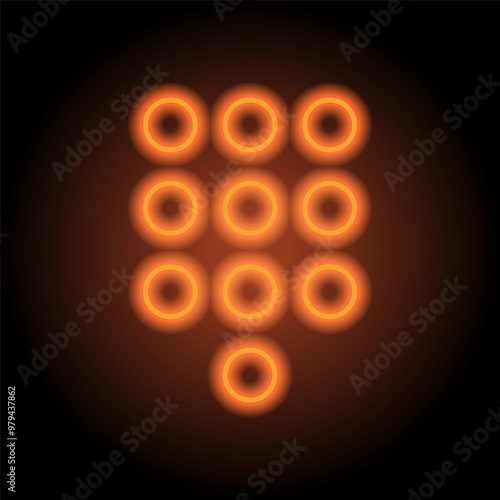 Dial pad icon vector. Flat design. Orange neon on black background