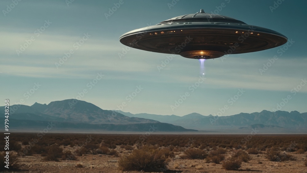 Alien descends in a high-tech saucer making a memorable and stunning visual impact Alien descends in a high-tech saucer making a memorable and stunning visual impact