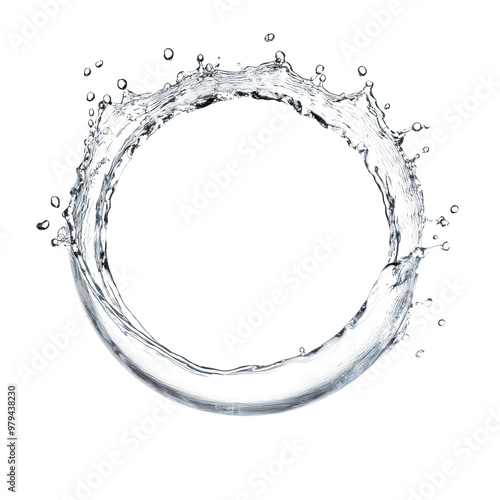 Obraz na płótnie Water splash forming a circular shape on a transparent background captured in high detail, showcasing the fluidity of movement w salonie