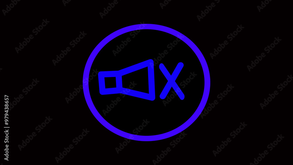 Neon speaker mute icon isolated on black background. Neon glowing Volume off symbol. Neon speaker mute icon isolated on black background. Neon glowing Volume off symbol.
