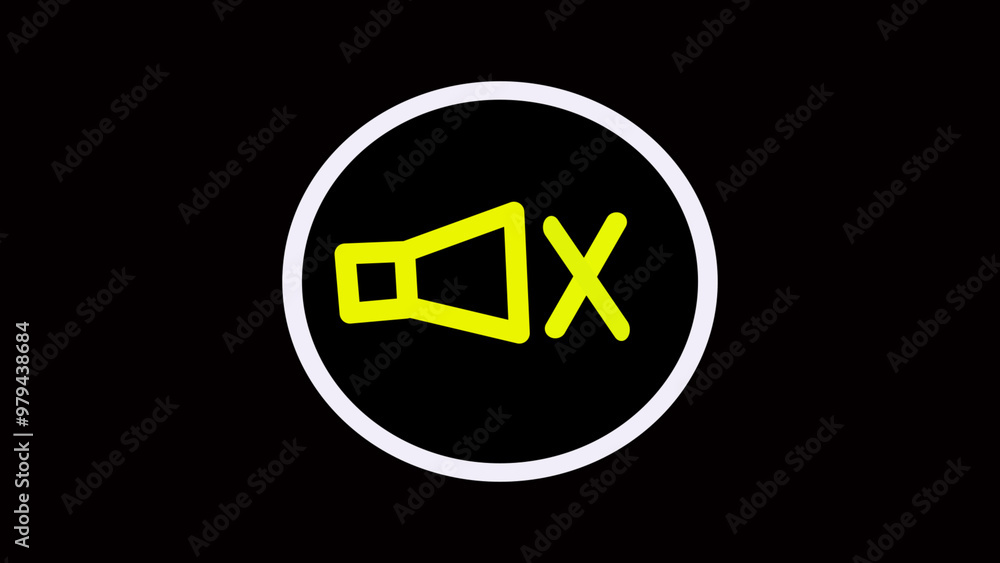 Neon speaker mute icon isolated on black background. Neon glowing Volume off symbol.Speaker yellow glowing neon ui ux icon. Glowing sign logo vector Neon speaker mute icon isolated on black background. Neon glowing Volume off symbol.Speaker yellow glowing neon ui ux icon. Glowing sign logo vector