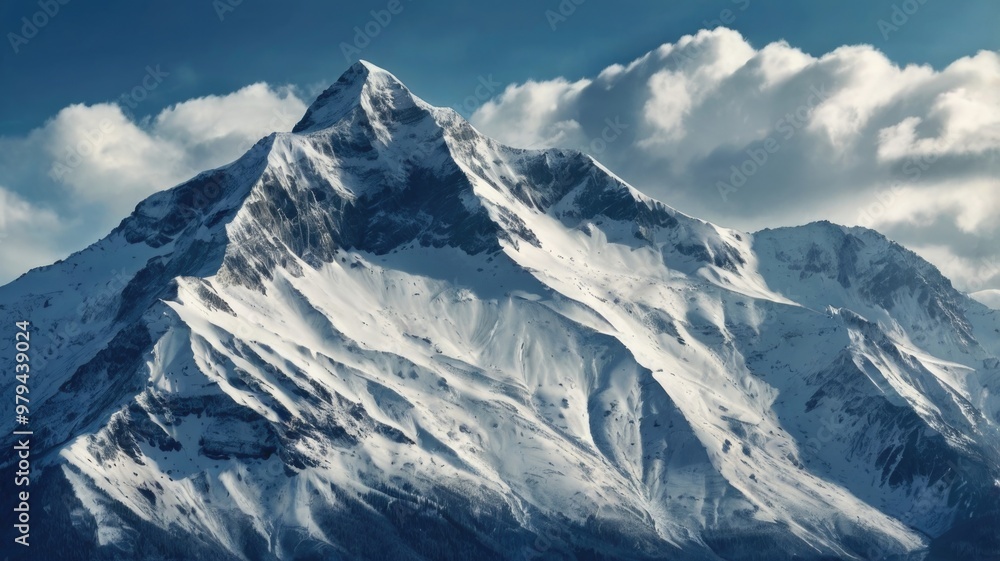 Fototapeta premium Majestic White Snowy Mountain Landscape with Blue Sky.