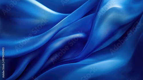 Wallpaper Mural Elegant blue silk fabric flowing in the wind, smooth texture and rich color, close-up Torontodigital.ca