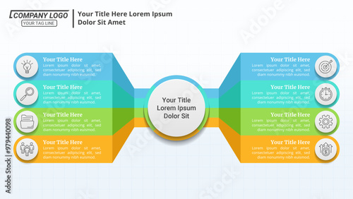 8 Steps Infographic Timeline with Editable Text on a 16:9 Layout for Business Presentation and Marketing.