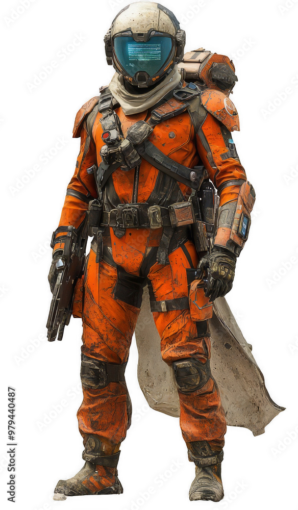 Space Mission Commander in High-Tech Suit On transparent Background Space Mission Commander in High-Tech Suit On transparent Background