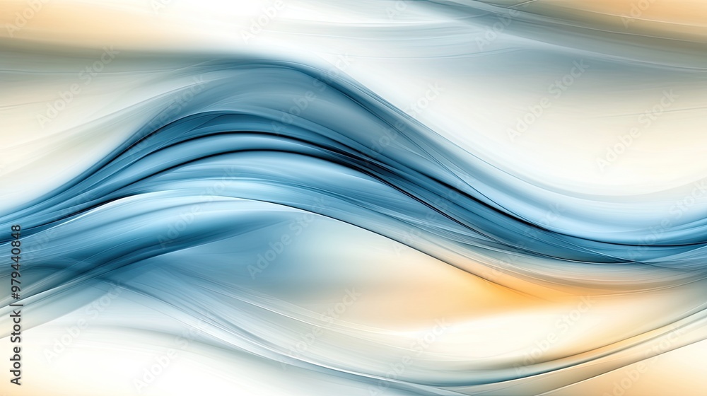 Fototapeta premium A stunning 3D rendering showcases an abstract sculpture of smooth, undulating shapes in light blue and white, illuminated softly to enhance its fluid elegance and tranquil feel SEAMLESS PATTERN