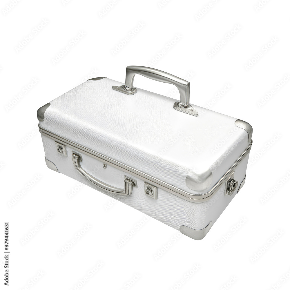 White Suitcase with Silver Accents White Suitcase with Silver Accents