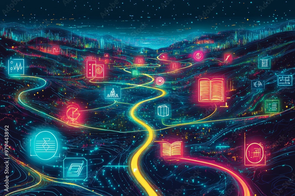 Fototapeta premium Pathways to Knowledge, Digital Literacy