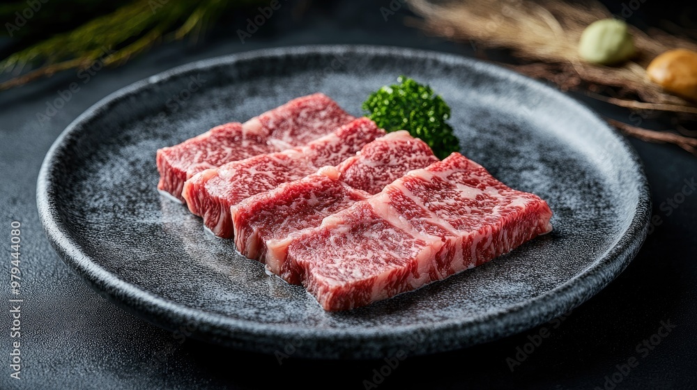 High-quality Japanese Wagyu beef served on a stylish plate, marbled with rich fat. Perfect for food photography, restaurant menus, and cooking content. High-quality Japanese Wagyu beef served on a stylish plate, marbled with rich fat. Perfect for food photography, restaurant menus, and cooking content.