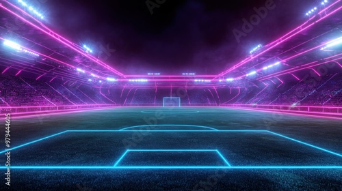 Futuristic Soccer Stadium with Neon Lights