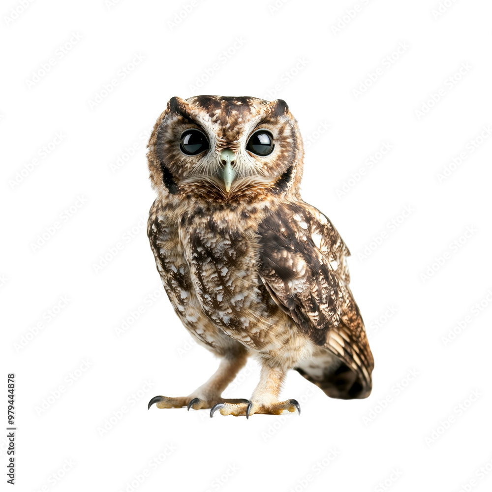 Naklejka premium Curious Owl with Big Eyes Looking at Camera