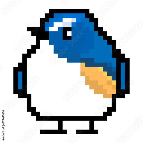 ドット絵, アニマルイラスト, ルリビタキのオス