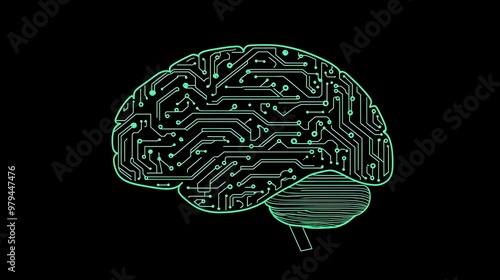 Stylized Digital Brain Circuits Fusing Biology and Technology in BCI Representation photo