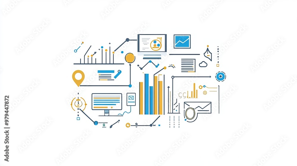 Illustration depicting key components of a successful SEO campaign, highlighting elements such as keyword research, on-page optimization, content strategy, and backlinking. Illustration depicting key components of a successful SEO campaign, highlighting elements such as keyword research, on-page optimization, content strategy, and backlinking.