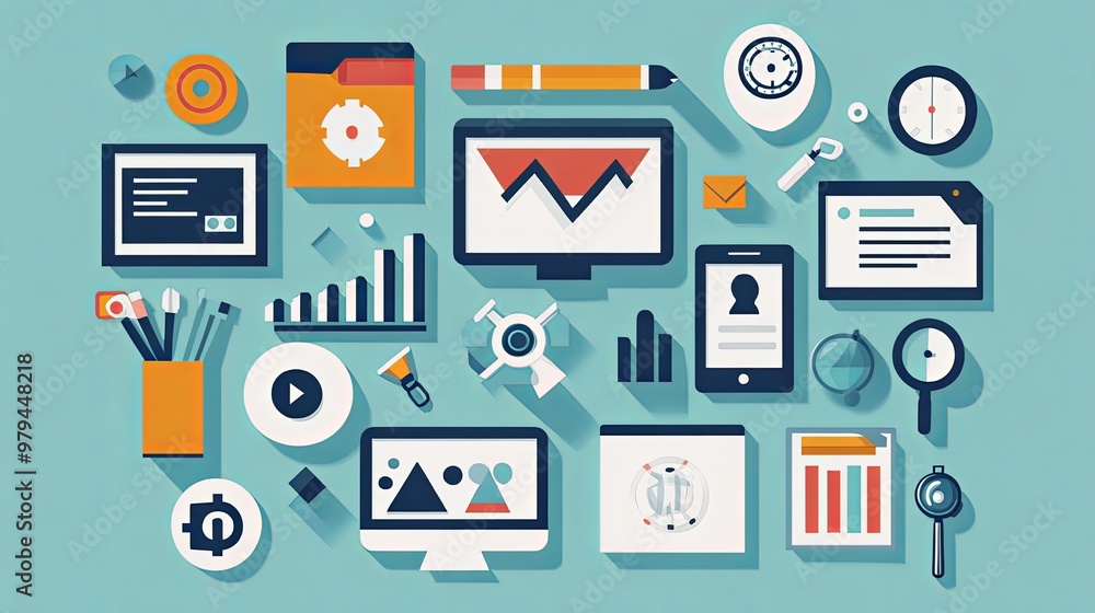 Illustration depicting key components of a successful SEO campaign, highlighting elements such as keyword research, on-page optimization, content strategy, and backlinking. Illustration depicting key components of a successful SEO campaign, highlighting elements such as keyword research, on-page optimization, content strategy, and backlinking.
