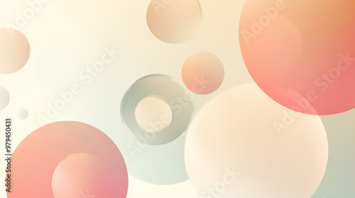 Wallpaper Mural Gradient from soft peach to cream, with minimalist, floating circles in translucent white gently blending into the background. Torontodigital.ca