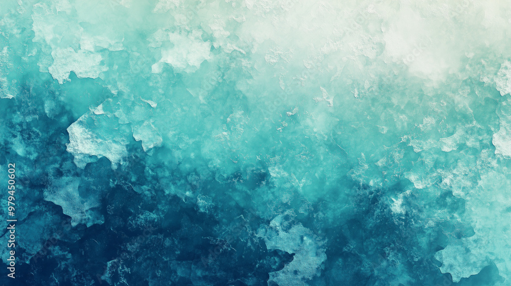 Obraz premium Azure Depths: Abstract watercolor wash in vibrant teal and cool white evokes the serene depths of the ocean, ideal for backgrounds, textures, and artistic compositions. 
