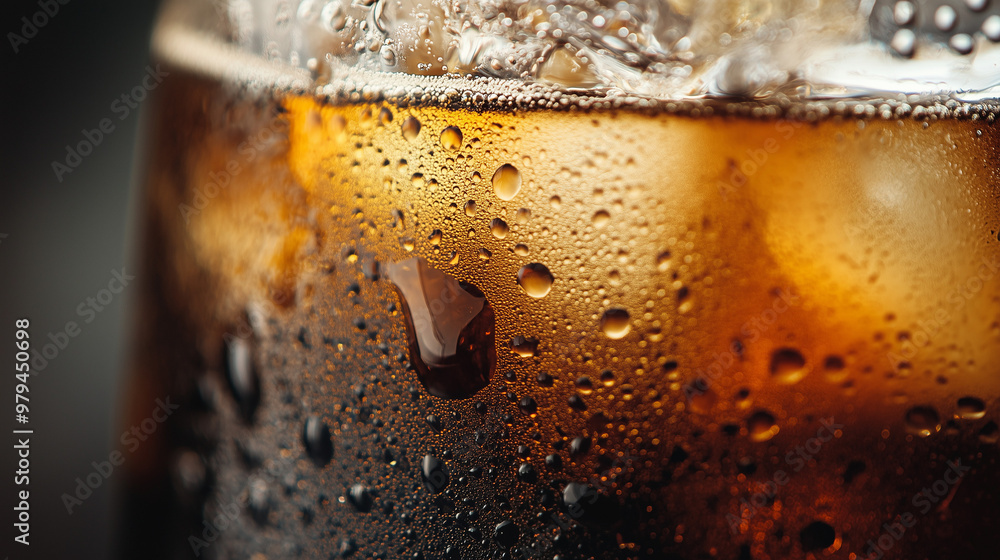 Close-up of Ice Cold Soda: A macro shot capturing the condensation and icy cubes of a refreshing beverage, emphasizing the invigorating and delightful experience of a cold drink. Close-up of Ice Cold Soda: A macro shot capturing the condensation and icy cubes of a refreshing beverage, emphasizing the invigorating and delightful experience of a cold drink.