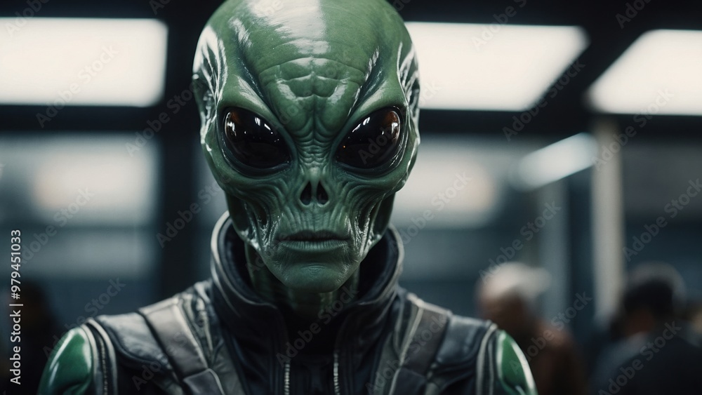 Celestial event unfolds with an alien spacecraft landing softly in a remote area under the stars Celestial event unfolds with an alien spacecraft landing softly in a remote area under the stars