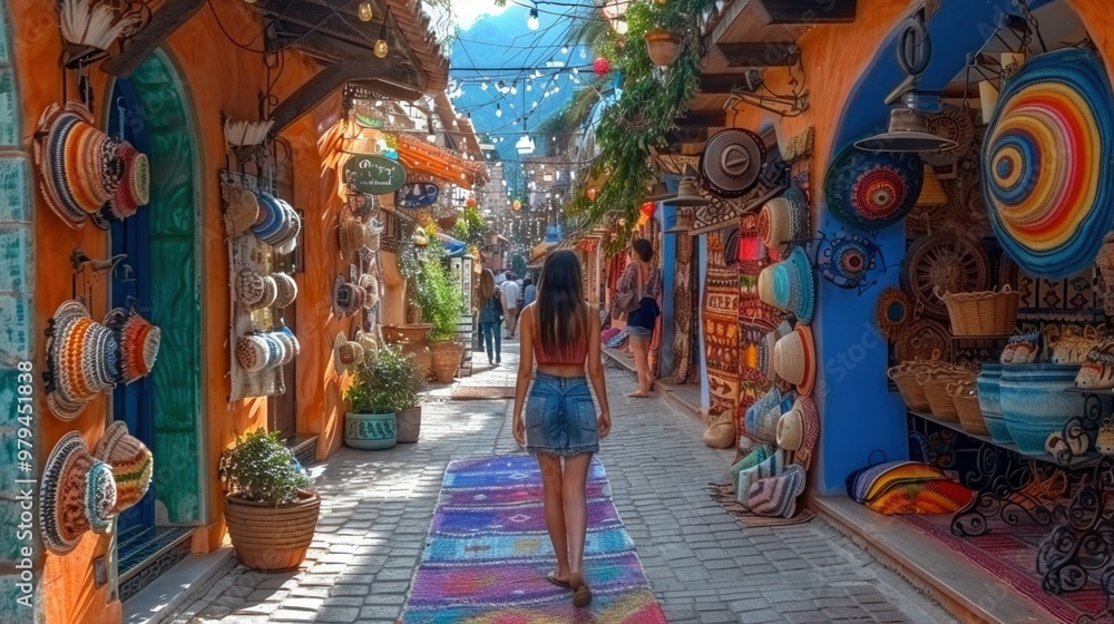 Fototapeta premium Colorful Moroccan Market Street