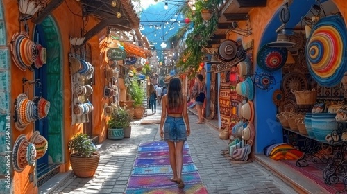 Colorful Moroccan Market Street