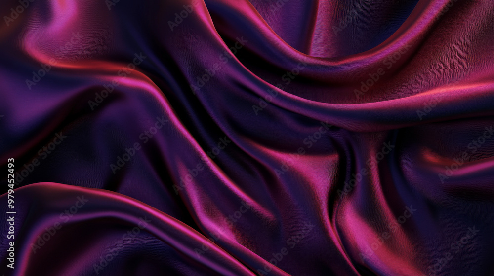 Obraz premium Silky smooth fabric in shades of rich burgundy and violet, folding and swirling in an abstract pattern full of luxurious textures and depth.