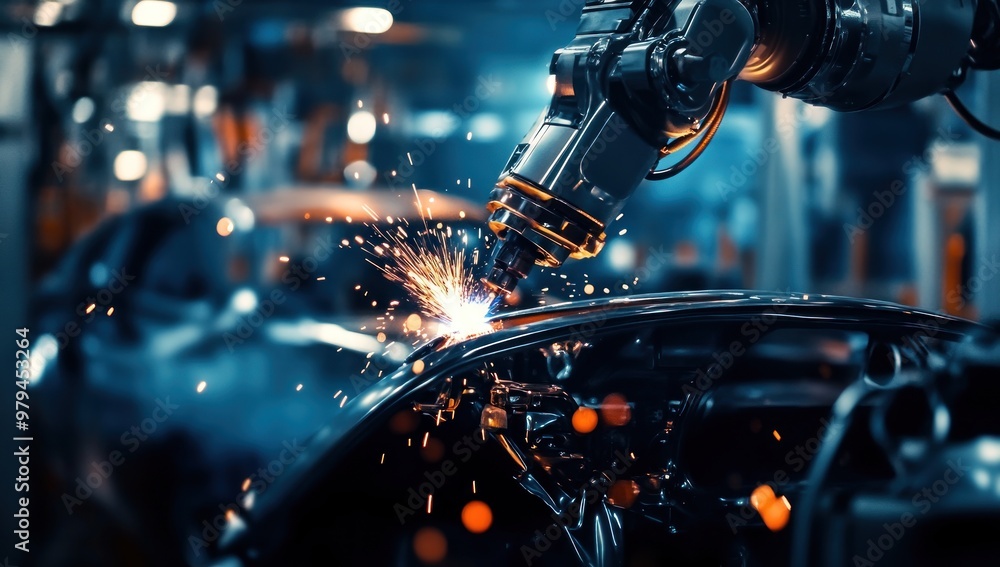 Industrial Robot Welding a Car Industrial Robot Welding a Car
