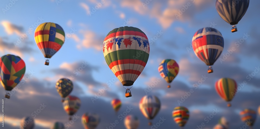 Obraz premium Colorful Hot Air Balloons Soaring Through the Sky