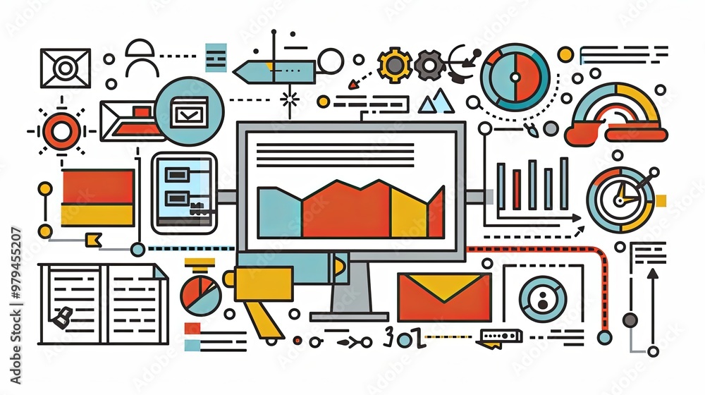Minimalist search marketing concept illustration with blank creative space for additional design elements or text, representing digital marketing strategies, SEO optimization Minimalist search marketing concept illustration with blank creative space for additional design elements or text, representing digital marketing strategies, SEO optimization