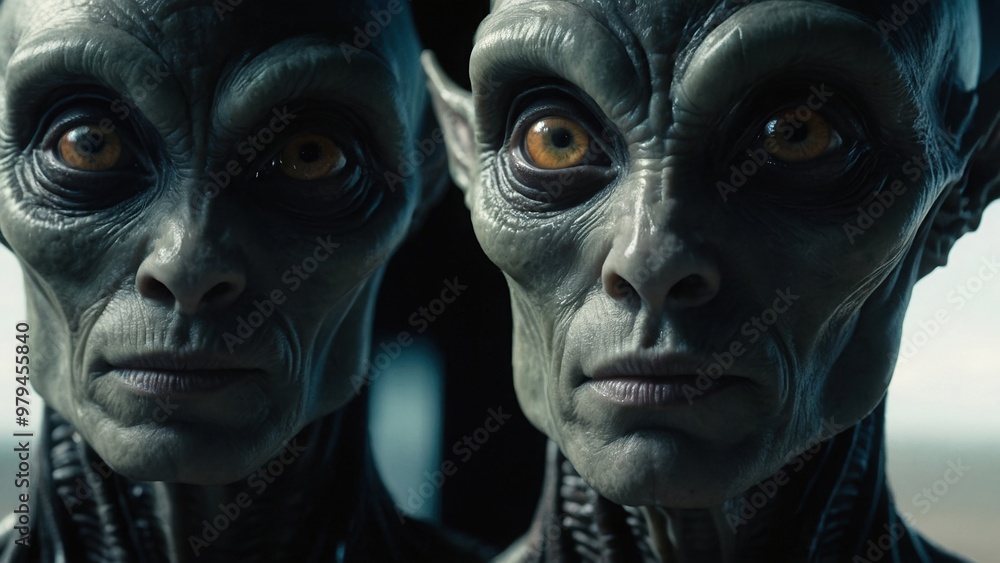 Close encounter with an alien and its spacecraft brings excitement and a sense of cosmic adventure Close encounter with an alien and its spacecraft brings excitement and a sense of cosmic adventure