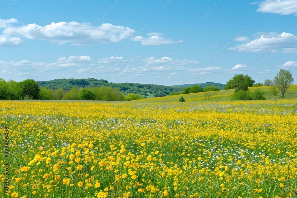 Empty scene of spring flower fields landscape grassland outdoors. Empty scene of spring flower fields landscape grassland outdoors.