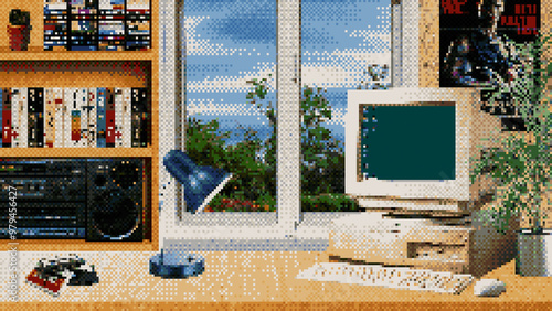 Foto 8-bit room interior from the past