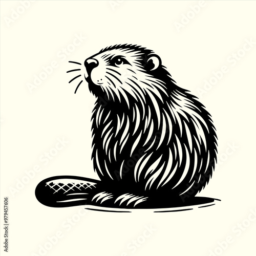 Beaver animal Silhouette Vector Illustration
