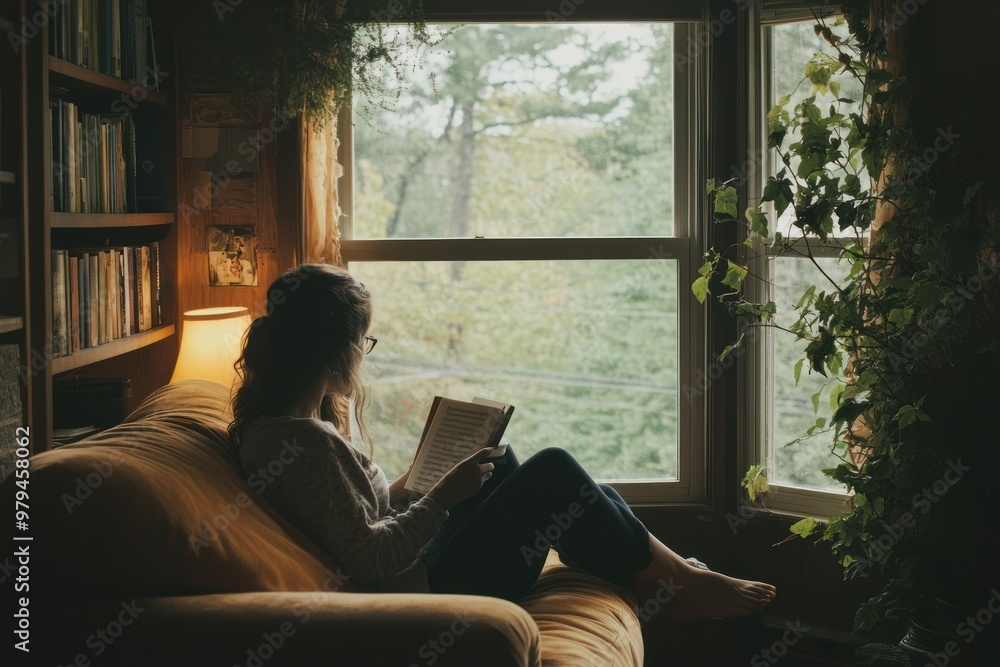 Serene Reading Nook by Window Serene Reading Nook by Window