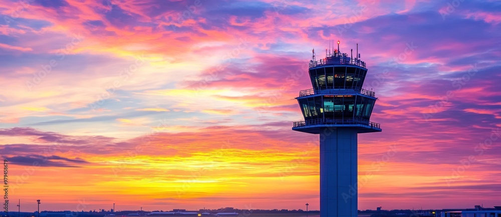 Airport Control Tower at Sunset Airport Control Tower at Sunset