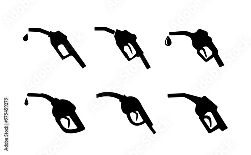 Set of Petrol pump fuel icon vector gasoline gas station logo