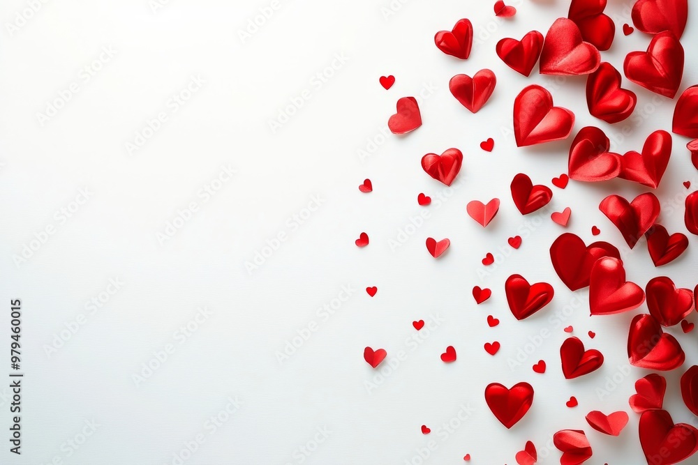 Heart and flora line shape, valentine element isolate on white. Have emthy space for overlaying text