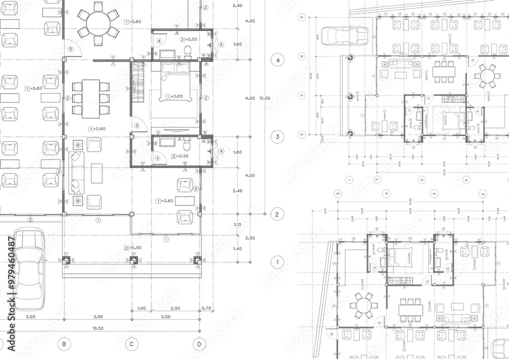 Floor plan designed building on the drawing. Floor plan designed building on the drawing.