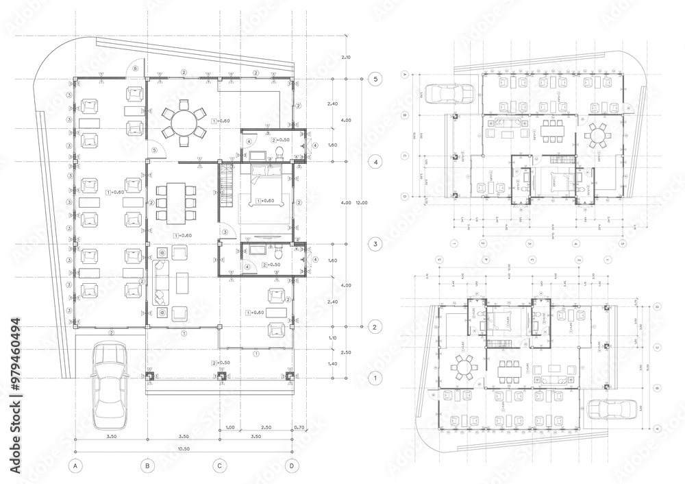 Floor plan designed building on the drawing. Floor plan designed building on the drawing.