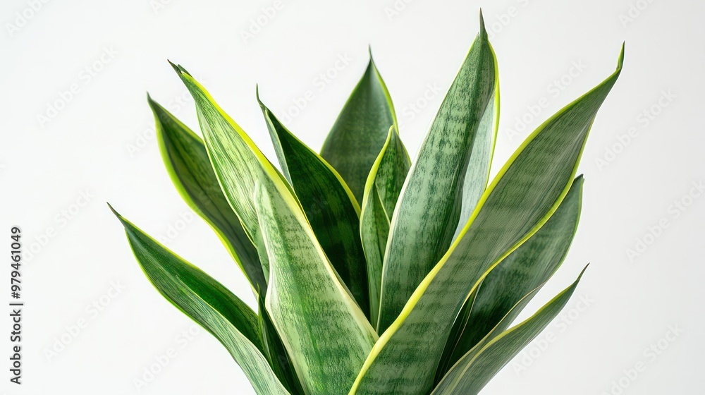 Obraz premium Vibrant Snake Plant Leaves Close-Up, Minimalist Nature Design with Bold Green Colors for Home and Indoor Aesthetic