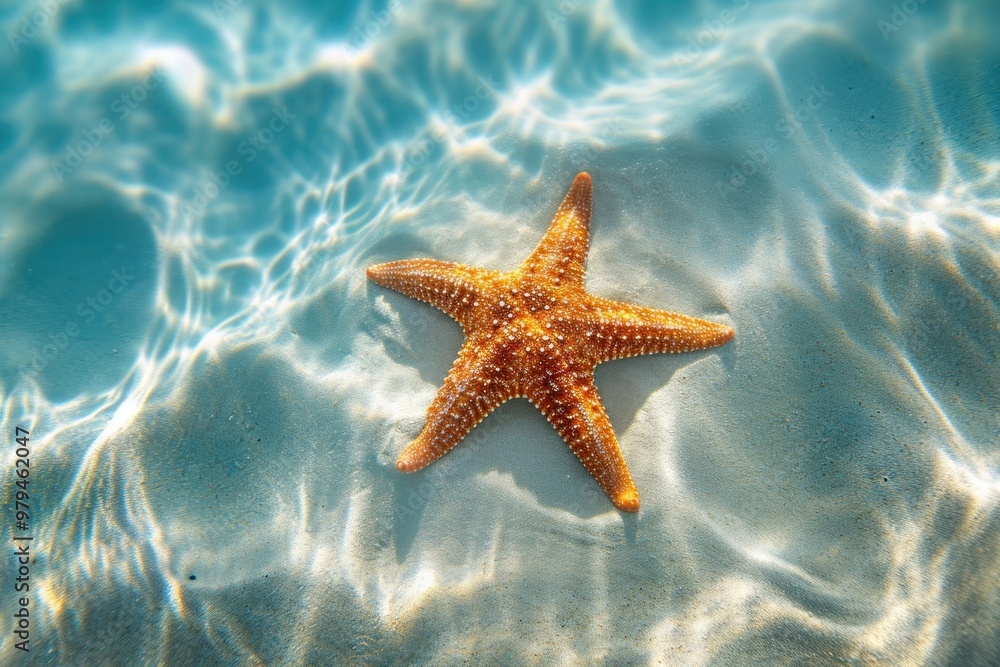 Top view underwater photo of starfish on a sand outdoors nature marine. Top view underwater photo of starfish on a sand outdoors nature marine.