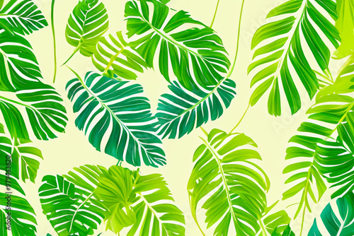 Fresh and Exotic Tropical Leaves Pattern for a Natural Background photo