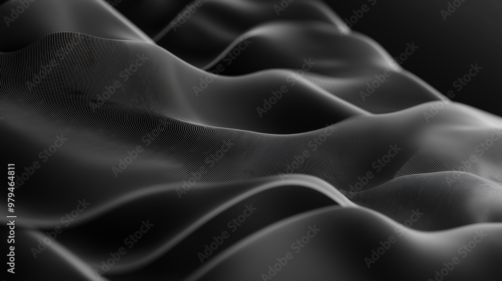 Fototapeta premium Abstract black waves background forming a digital landscape