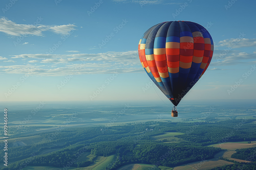 Colorful hot air balloons Floating high in the clear blue sky, the scenery is beautiful and bright. Colorful hot air balloons Floating high in the clear blue sky, the scenery is beautiful and bright.