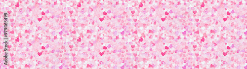 A pink background adorned with various hearts, creating a cheerful and romantic atmosphere