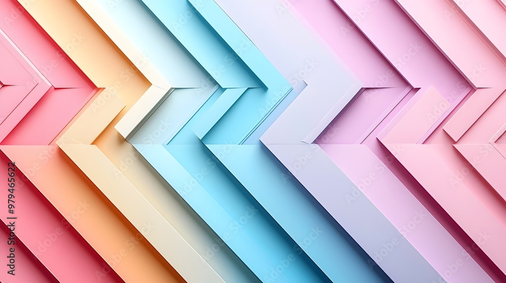 Obraz premium Vibrant Pastel Gradient Abstract Geometric Shapes and Lines Minimal Contemporary Digital Art