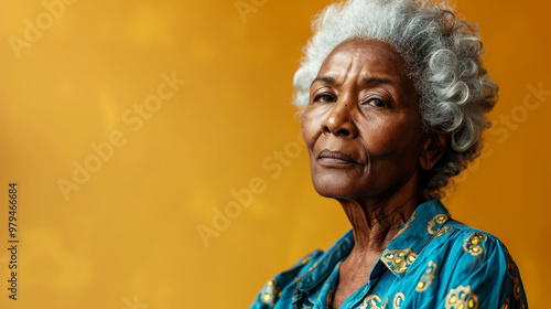 Elegant senior African woman in vibrant traditional attire