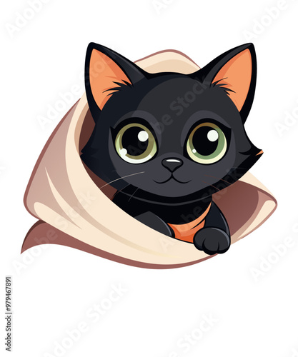 Peeking Black Cat Clipart photo